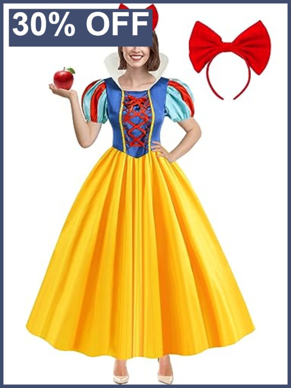 Women's Princess Costume Dress with Headband, Halloween Cosplay Outfit